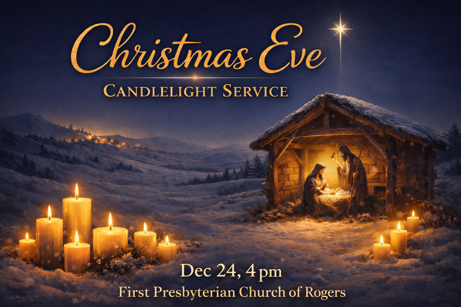 manger scene and candlelight service details